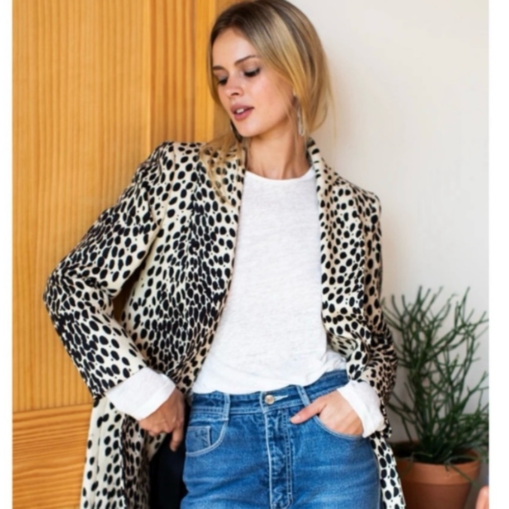 Emerson Fry Black and White Leopard Print Coat